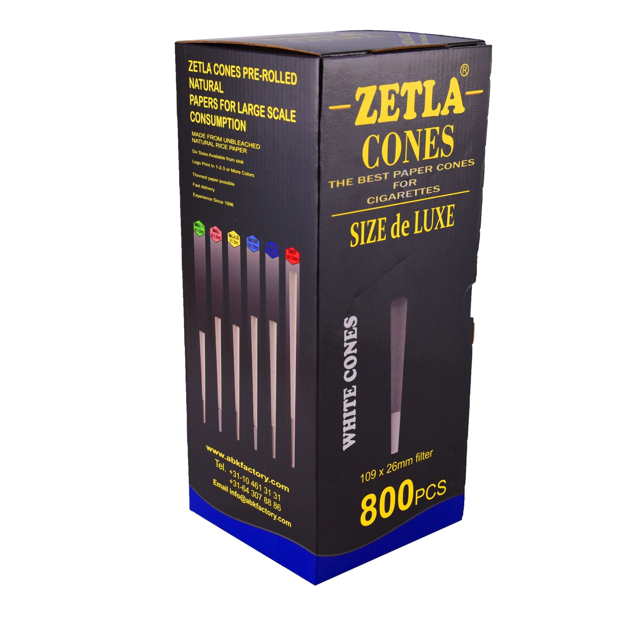 Zetla 64 Rasta Cones De Luxe Size - Tubes à Joint Pré-Roulés - Tubes Coniques avec Filtre (109 x 30 mm) - Cônes à Joint De Luxe Size - Papiers Pré-Roulés