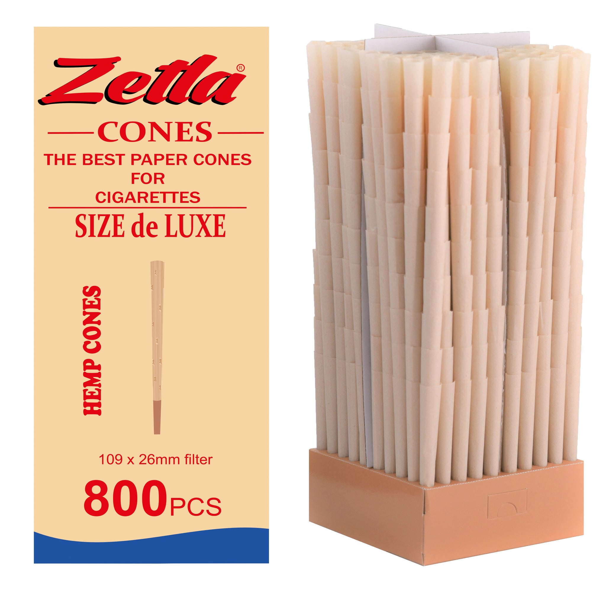 Zetla Pre Rolled Cones De Luxe Hemp (800 Pcs)