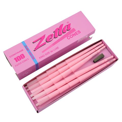 Pre-Rolled Cones Zetla King Size De Luxe Pink (100 Pcs) - ABK Usa